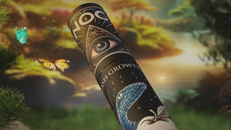 NOC. Cosmetics Forbidden Essence Wimpernserum Produktvideo – Lash Growth Serum Verpackung mit mythologischem Schlangen-Design